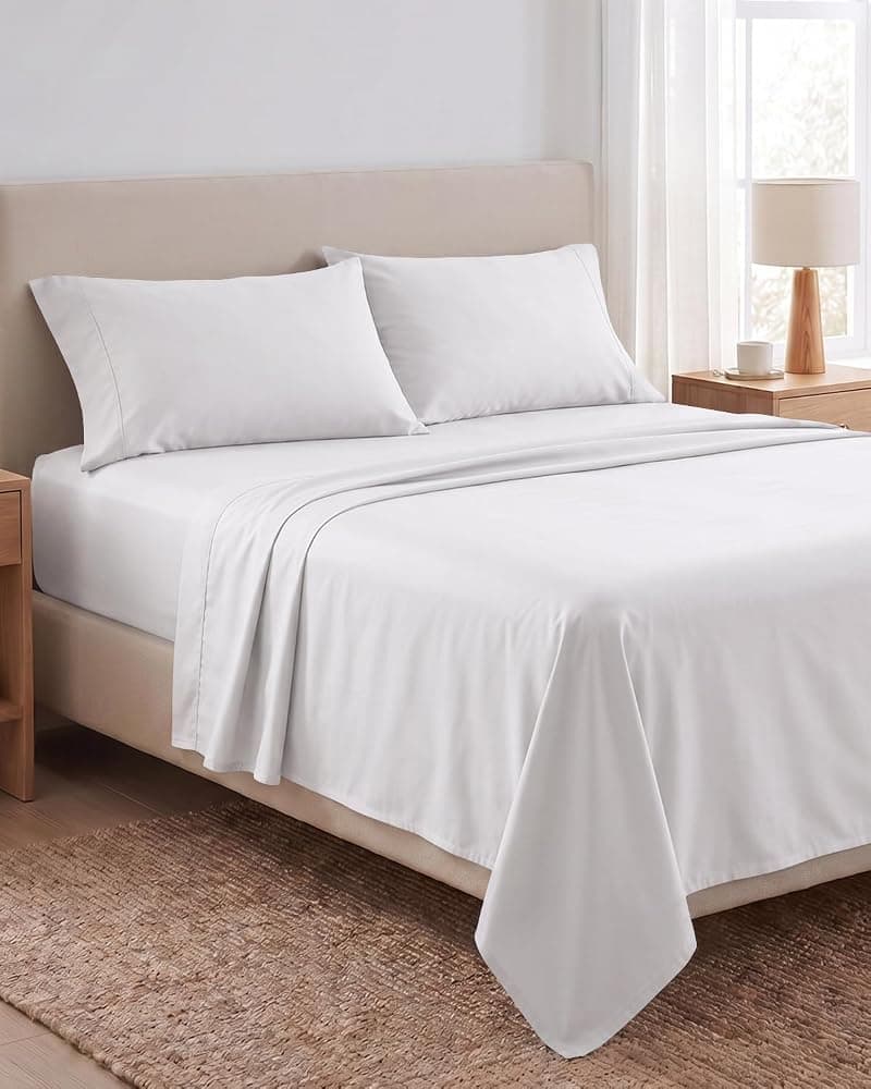Beckham Hotel Collection 100% cotton sateen Queen sheet set in white